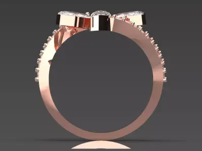 Luxury Rose Gold Flower Ring with Diamonds Model jr00177 3D print model