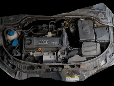 Low-Poly Scanned Car Engine 3D model