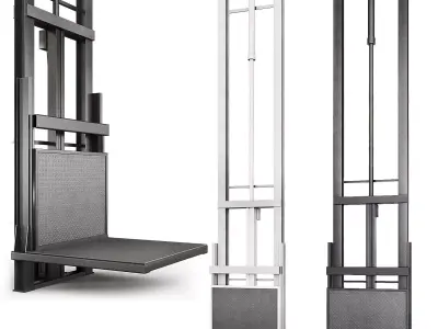 lift-elevator pair of silver lifts 3D model