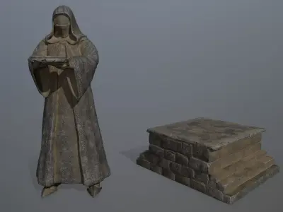 statue 1 of monk Low-poly 3D model