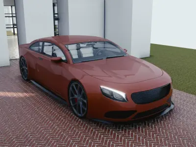 BLENDER EEVEE Brandless Mid Size 2 door sedan Low-poly 3D model