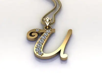 Alphabet V1 Font Style Pendant U 3D print model