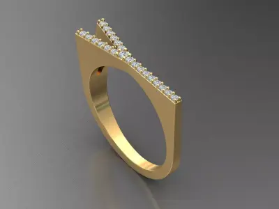 alphabet jewelry ring diamond letter Y 3D print model
