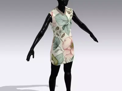 Woman Cloth Dress Low-poly 3D model 8