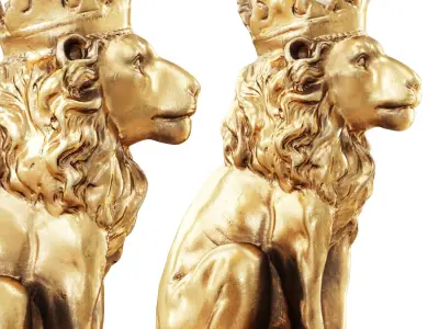 Lion with a crown on his head 3D model