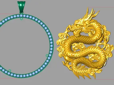 Chinese dragon pendant 3D 3D print model