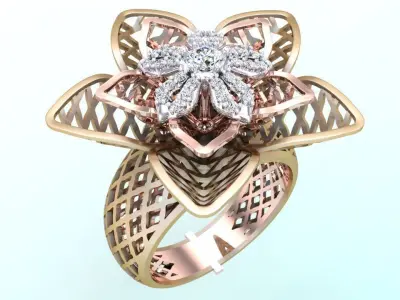  Mesh flower ring - Italian rings - Womens Rings - N6544 3D print model