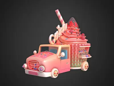 Asset - Cartoons - Food Car - Cake 3D model