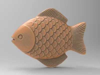 3D Fish Model Realistic Sculpture - flat back 3D print model