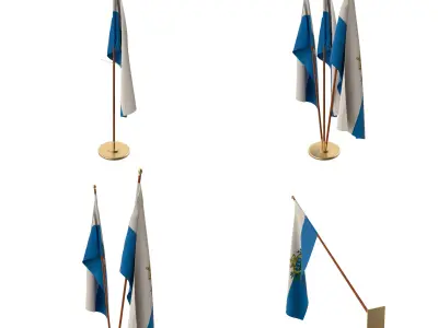 San Marino Flag Pack 3D model