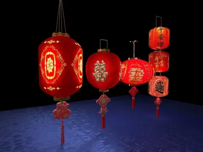 Chinese red lantern  3D model 41