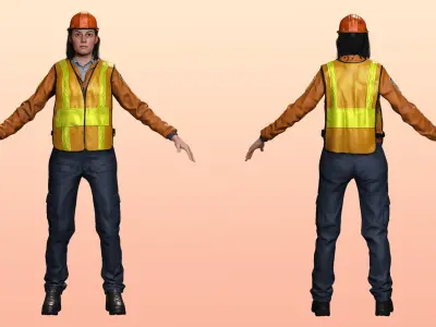 Female Construction Worker Character Model Low-poly 3D model