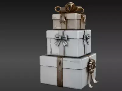 Gift Box Stack 3D Model Christmas Present Decor Low-poly 3D model