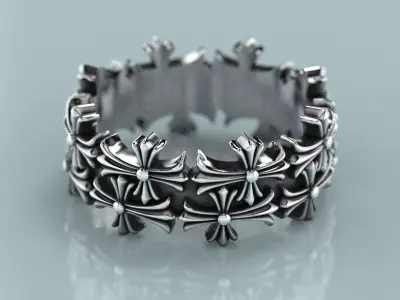 chrome heart ring full size 3D print model