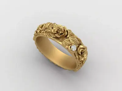 Floral Rose Nature Inspired Ring 3D print model