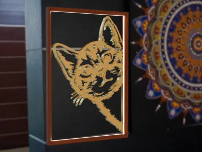 Peeking Cat 3D Wall Art - Decorative Laser Cut Panel Low-poly 3D model