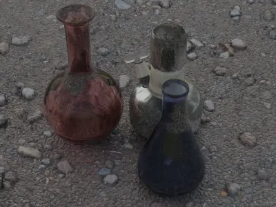 Model of chemical devices Alcohol lamp and flasks  3D model