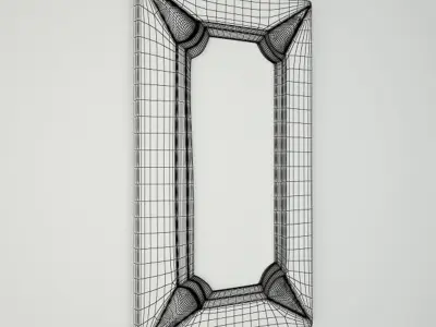 Vintage Blue Wood Mirror 3D model