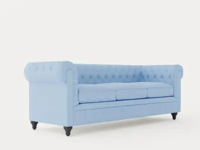 Chesterfield Luxury Velvet Sofa 3 Seater Low-poly 3D model