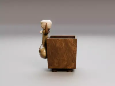 Stylized Bull Pencil Holder Low-poly 3D model