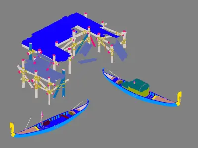 Game Kazlog Bay - Pier - Boat 02 3D model