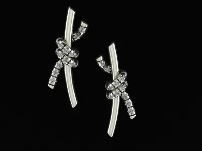 Tiffany Knot Small Earrings with Diamonds 3d printing model 3D print model