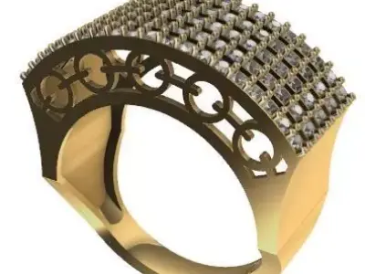 Line Diamond Ring 3dm  stl render detail 3D print model  3D print model