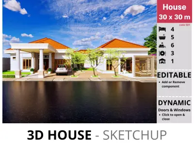 House 30x30m code 501- Sketchup 3D model 3D model 3D model