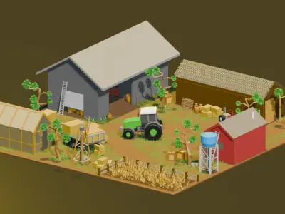 A Small Farm Free low-poly 3D model