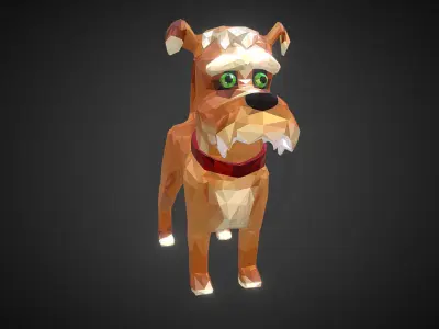 Cartoon Dog Low Polygon Art Farm Animal Low-poly 3D model