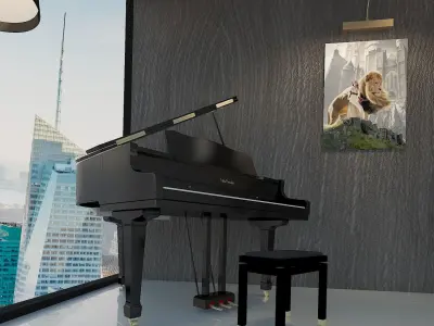 Skyscraper Living Room Interior Design 3D model