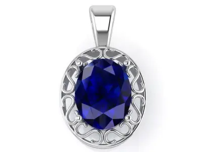 Oval Engraving Pendant 0643 3D print model