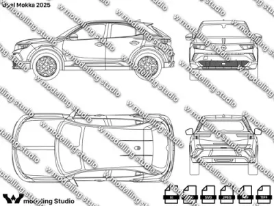 Opel Mokka 2025 blueprint Texture