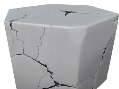 Cracked Hexagonal Stone Block Low-poly 3D model