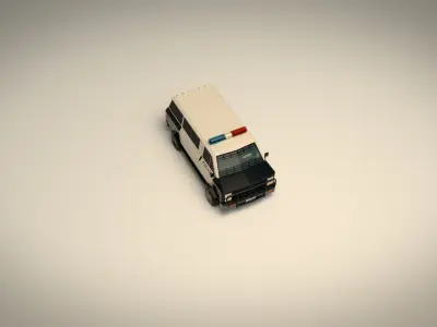 Low Poly Police Van 04 Low-poly 3D model
