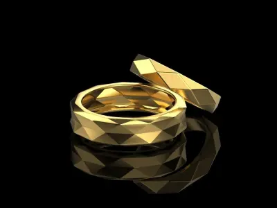 Wedding ring faceted  28 3D print model