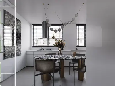 Modern living room dining room interior scenes 273 3D model