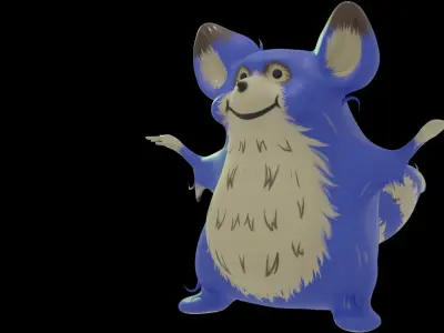 Blue monkey toon style 1  Low-poly 3D model