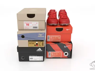 Paper shoe box with soccer football boot 3D model