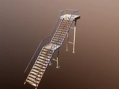 Rusty Iron Stairs PBR Model Low-poly 3D model