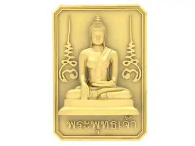Luxury Rectangular Buddha Plaque Pendant  3762 3D print model