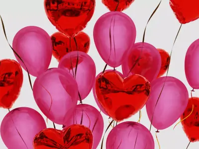 Valentines gift box with balloons 3D model