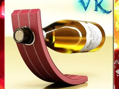 Wine Rack 5 and White Wine Bottle 3D model