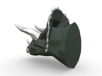 Triceratops head low poly 3D print model