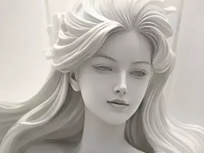 Mermaid statue Low-poly 3D model