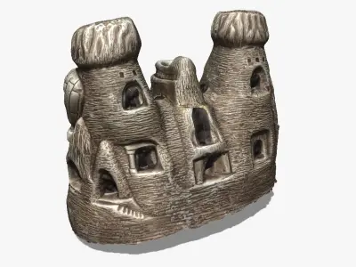 Kapadokya silver figurine with city Low-poly 3D model