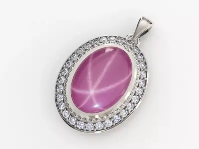 Classic Oval Opal Halo Pendant - 3D Printable Jewelry Model 3D print model