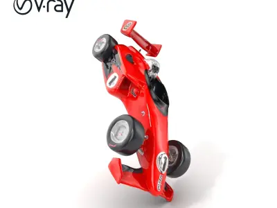 Classic Red Formula  Car D model pack Low-poly 3D model
