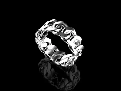10mm Mens Style Plain Cuban Ring 3D print model