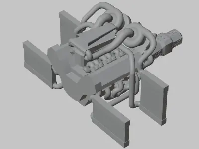 Twin Turbocharged V6 Engine Free 3D model